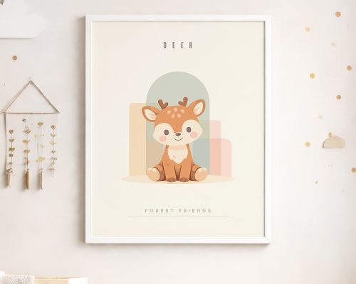Alternative view of Deer Nursery Wall Art Print, Woodland Animal