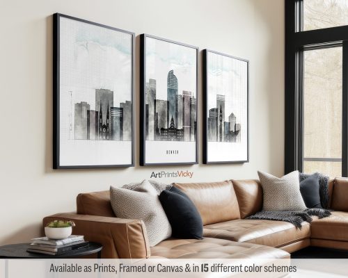 Denver as Set of 3 Prints in Cool Urban Style