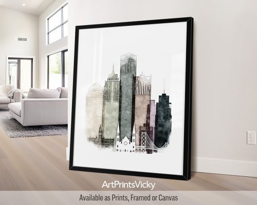 Detroit Drawing Print in Warm Tones by ArtPrintsVicky