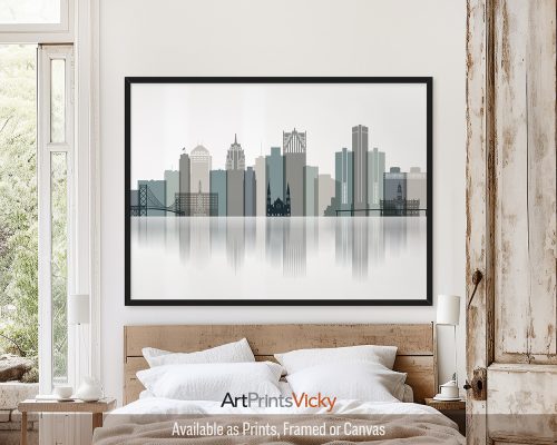 Detroit Cityscape Poster in Earth Tones