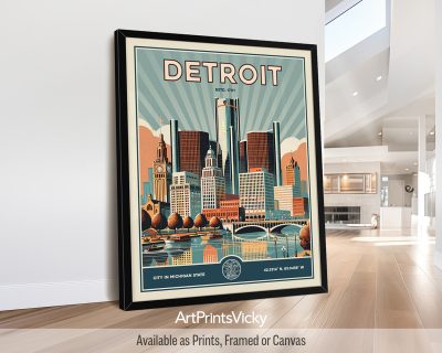 Detroit Retro A Art Print
