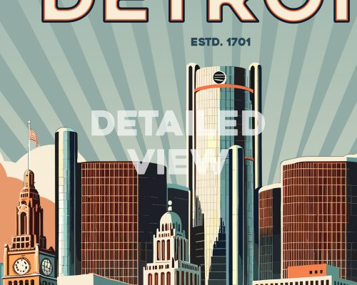 Vintage Detroit Cityscape Art Print