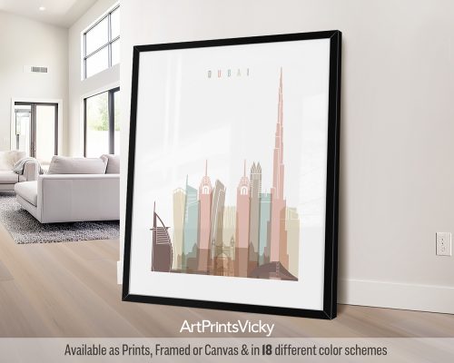 Dreamy Dubai: Cityscape Print in Serene Pastels by ArtPrintsVicky