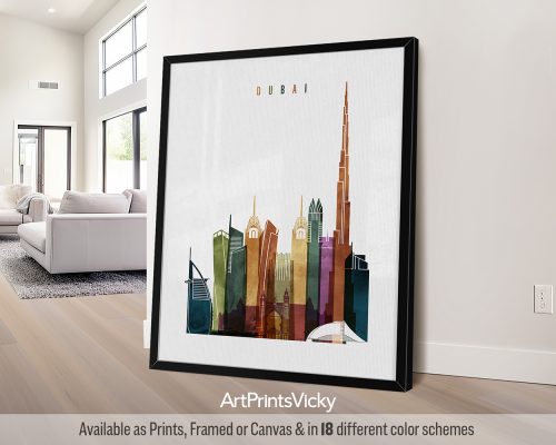 Watercolor Dubai Poster | Dreamy Cityscape of the Gulf by ArtPrintsVicky