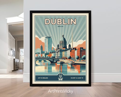 Dublin Poster Inspired by Retro Travel Art