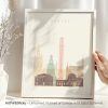 Illustration of Dundee's cityscape featuring notable buildings in a minimalist style.