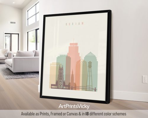 Durham Skyline: Warm Pastels Art Print by ArtPrintsVicky