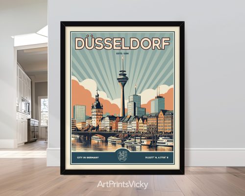 Düsseldorf Print Inspired by Retro Travel Art