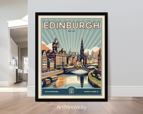 Edinburgh retro building art print