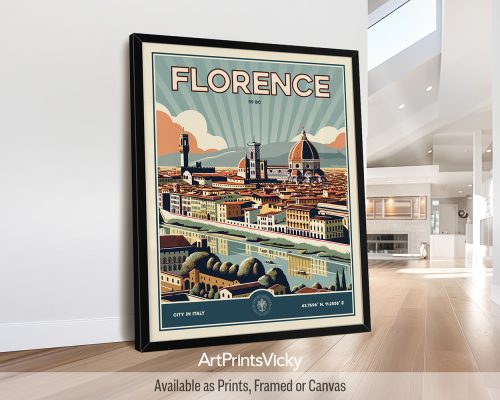 Florence Poster Inspired by Retro Travel Art