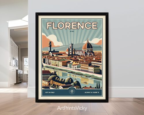 Retro art print of Florence