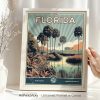 Florida Poster Inspired by Retro Travel Art by ArtPrintsVicky