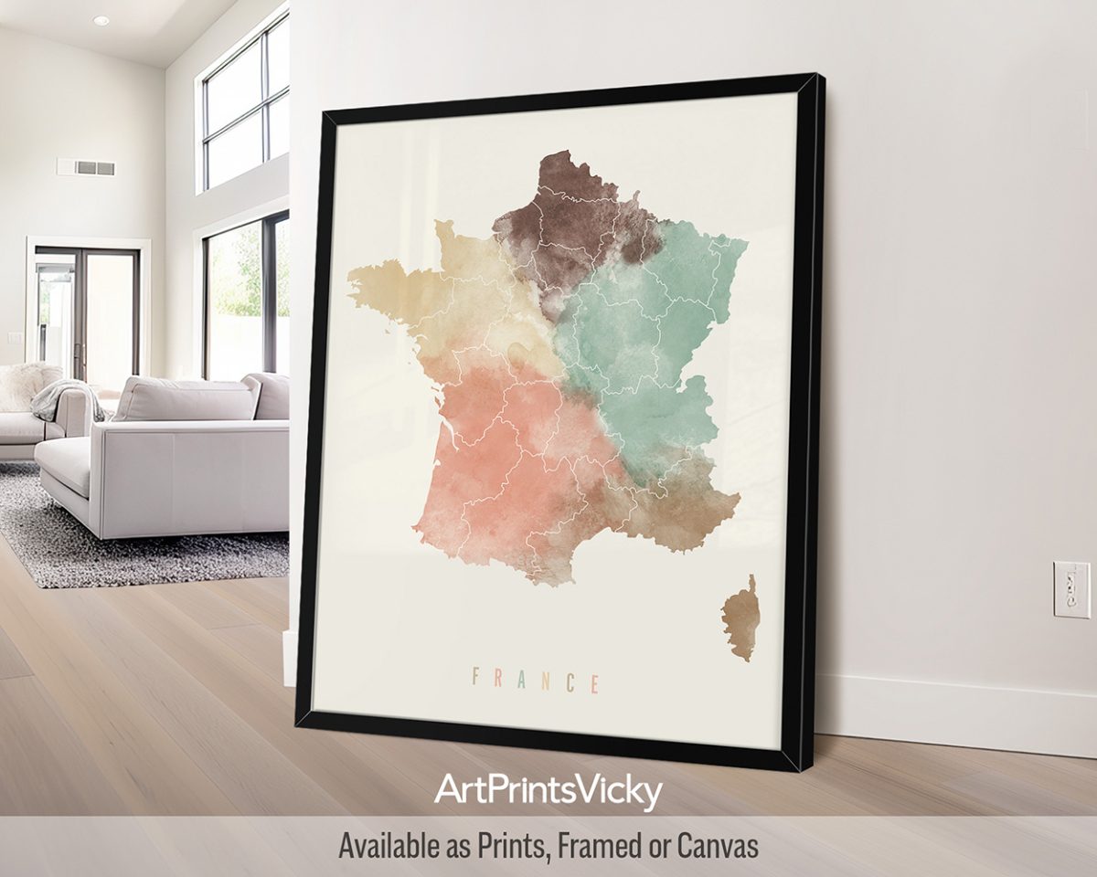 France Map Poster - Pastel Cream | Affordable and Thoughtful Gift