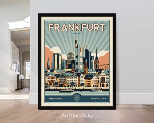 Frankfurt Poster Inspired by Retro Travel Art
