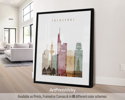 Frankfurt Watercolor: Skyline & Earthy Poster