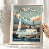 Geneva Poster Inspired by Retro Travel Art by ArtPrintsVicky