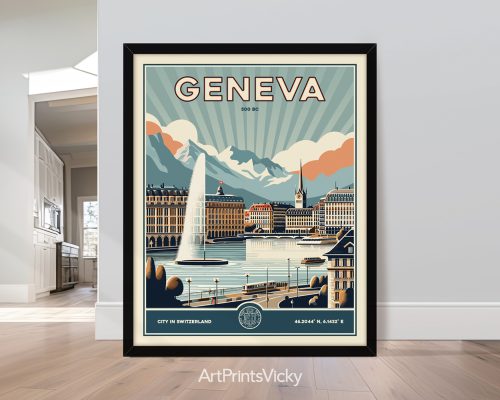 Geneva Poster Inspired by Retro Travel Art