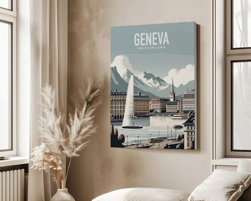 Geneva skyline in smooth colors travel art print by ArtPrintsVicky skyline in smooth colors travel art print by ArtPrintsVicky