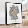 Germany Detailed Map Print In Watercolour by ArtPrintsVicky