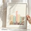 Art print of the Glasgow city skyline featuring notable buildings in a minimalist style.
