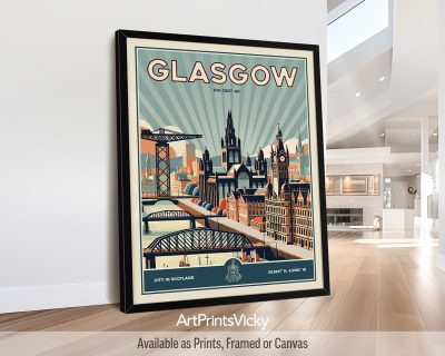 Vintage print of Glasgow, Scotland