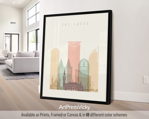 The Hague City Poster in Warm Pastels by ArtPrintsVicky