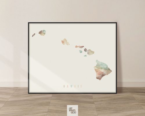 Hawaii map print pastel cream