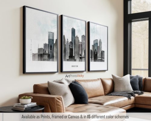 Houston Set of 3 Prints in Cool Urban Style