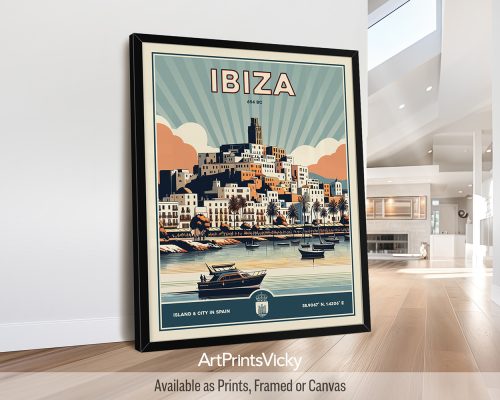 Ibiza Poster Inspired by Retro Travel Art by ArtPrintsVicky
