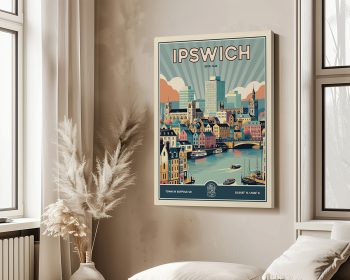 Ipswich Print Inspired by Retro Travel Art by ArtPrintsVicky