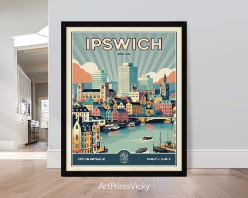 Ipswich Print Inspired by Retro Travel Art
