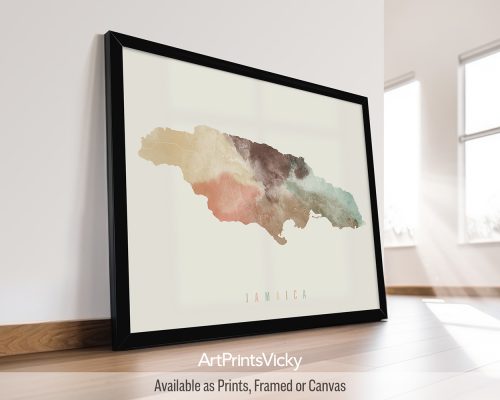 Jamaica Map Poster in Warm Pastels
