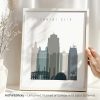 Art print of the Kansas City skyline featuring various buildings in a minimalist style.