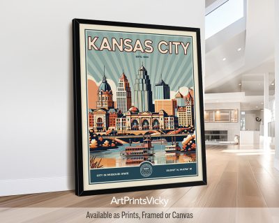 Kansas City retro art print by Vicky