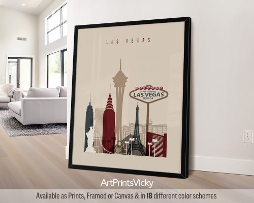 Las Vegas Nevada poster in earth tones 2 by ArtPrintsVicky