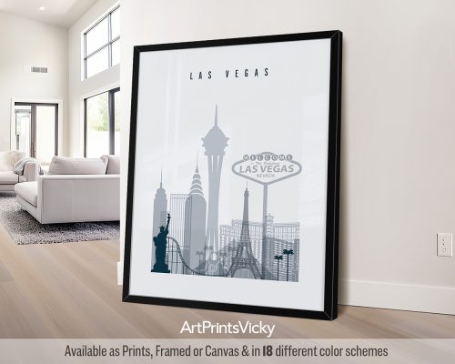 Las Vegas poster in minimalist Grey Blue style by ArtPrintsVicky