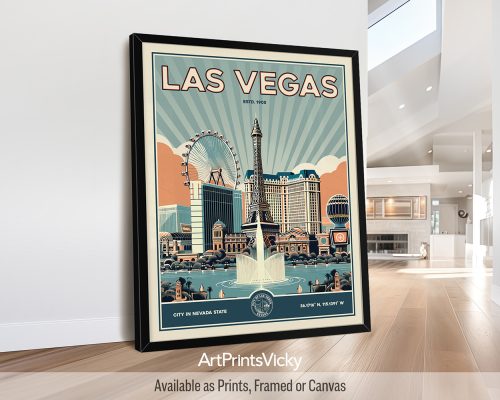 Las Vegas Poster Inspired by Retro Travel Art