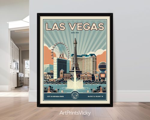 Retro Las Vegas art print for sale
