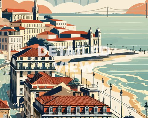 Lisbon Poster Inspired by Retro Travel Art