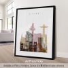 Art print featuring various landmarks and architectural elements representing Lisbon.