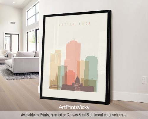 Little Rock city skyline print in pastel cream theme by ArtPrintsVicky