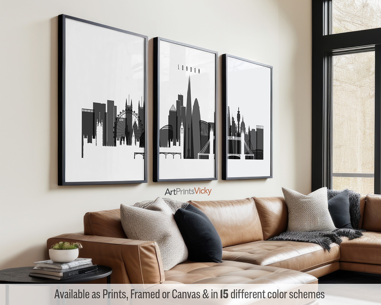 in London Transform Set & of Walls White a Prints Cityscape Your with Black Stunning
