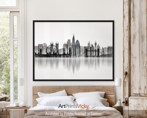 London Cityscape Poster in Urban Watercolors