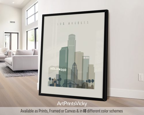 Los Angeles wall art print in Earth Tones 1 theme, modern city print by ArtPrintsVicky