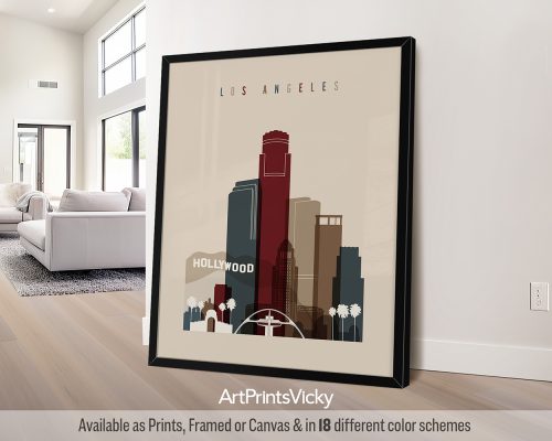 Los Angeles travel print in earth tones 2 by ArtPrintsVicky
