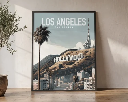 Los Angeles Hill Vintage Wall Art Print | ArtPrintsVicky
