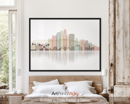 Los Angeles Wall Art Print in Soft Pastels