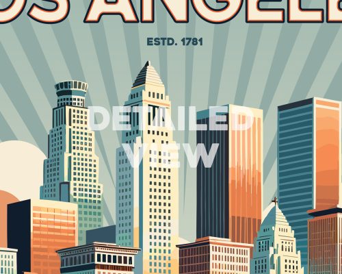 Retro Los Angeles cityscape art print