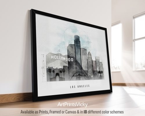 Los Angeles city print in landscape orientation with an Urban 1 style by ArtPrintsVicky