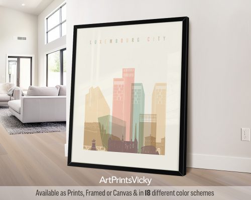 Luxembourg City Poster in Warm Pastels by ArtPrintsVicky